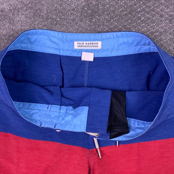 Fair Harbor Nautilus Board Shorts Men's 34 Blue Red Swim Trunks Shorts - Picture 6 of 13